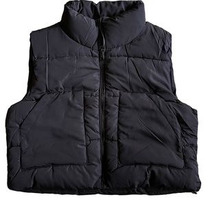 Love Tree Quilted Cropped Puffer Vest Black